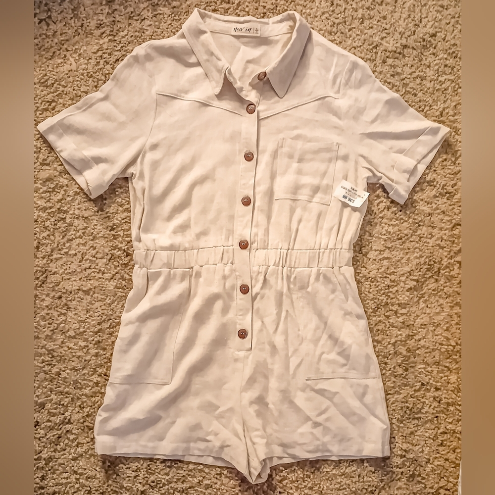 Shortest, jumpsuit, Khaki color. Brand New with tags